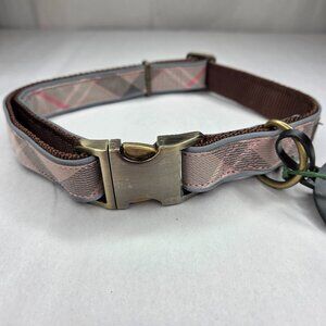 NWT Barbour Tartan Dog Collar Taupe/Pink